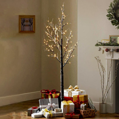 Dawsons Living Brown 4Ft Christmas Pre-Lit Led Twig Tree - White Snow Birch Outdoor Or Indoor - image 1