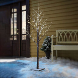 Dawsons Living Brown 4Ft Christmas Pre-Lit Led Twig Tree - White Snow Birch Outdoor Or Indoor - thumbnail 2