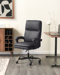 Beliani Executive Chair Serene Faux Leather Black - thumbnail 2