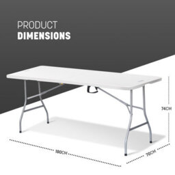 Large 6Ft (1.8M) Folding Table - Portable, Waterproof & Sturdy For Indoor & Outdoor Use - thumbnail 2