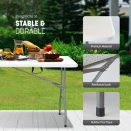 Large 6Ft (1.8M) Folding Table - Portable, Waterproof & Sturdy For Indoor & Outdoor Use - thumbnail 4