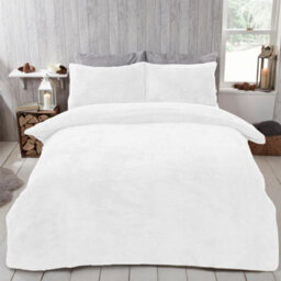 Ohs Teddy Duvet Cover With Pillow Case Bedding Set, White - Superking - thumbnail 1