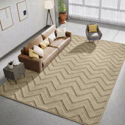 Moonlight Bedding Beige Chevron Rug 160X230Cm, Washable Non-Slip Soft High Low Pile Living Room Carpet - thumbnail 6