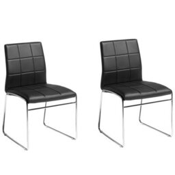 Beliani Set Of 2 Dining Chairs Kiron Faux Leather Black - thumbnail 1