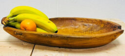 My Square Mile Rustic Wooden Serving Or Display Bowl Carved From Teak Roots (Long Bowl 45Cm)