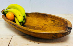 My Square Mile Rustic Wooden Serving Or Display Bowl Carved From Teak Roots (Long Bowl 45Cm) - thumbnail 4