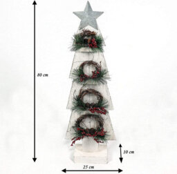 Shatchi Christmas Decoation Battery Operated Wooden House Grey Tabletop Decorated With Berries, Pines And Small Warm White Bulbs - thumbnail 7