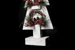 Shatchi Christmas Decoation Battery Operated Wooden House Grey Tabletop Decorated With Berries, Pines And Small Warm White Bulbs - thumbnail 6
