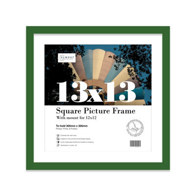 "13X13"" Green Picture Frame - 13X13"" Square Frame With 12X12"" Mount For 13X13""/12X12"" Pictures Moderrn Style Thin Edge, 1 Pack" - image 1