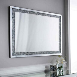 Biznest 120X80Cm Extra Large Jewel Wall Mirror Loose Diamante New Crystal Rectangular Mirror Room Decor