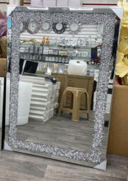 Biznest 120X80Cm Extra Large Jewel Wall Mirror Loose Diamante New Crystal Rectangular Mirror Room Decor - thumbnail 2