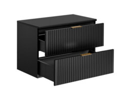Impact Furniture Bathroom Cabinets Furniture Set Wall Hung 800mm Vanity Unit With Countertop And Tall Storage Cabinet Black Ribbed Fluted Adel - thumbnail 3