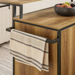 Sobuy Knl02-Pf, Design Bar Cabinet On Wheels, Kitchen Storage Trolley Kitchen Island Kitchen Cabinet Sideboard Vintage - thumbnail 8