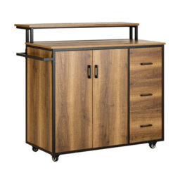Sobuy Knl02-Pf, Design Bar Cabinet On Wheels, Kitchen Storage Trolley Kitchen Island Kitchen Cabinet Sideboard Vintage