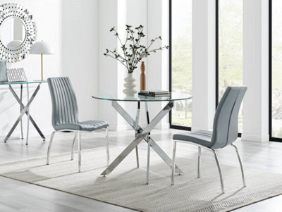 Furniturebox Uk Novara 100Cm Round Dining Table & 2 Elephant Grey Isco Chairs - image 1