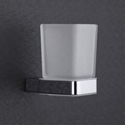 Homestylestore Wall Mounted Square Bathroom Glass Toothbrush Tumbler And Chrome Holder - thumbnail 2
