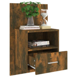Berkfield Sleek Wall-Mounted Bedside Cabinet Smoked Oak - thumbnail 4