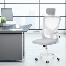Mesh Home Office Chair Swivel Task Computer Desk Chair W/ Lumbar Support, White - thumbnail 3