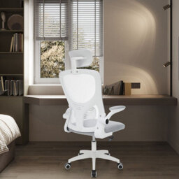 Mesh Home Office Chair Swivel Task Computer Desk Chair W/ Lumbar Support, White - thumbnail 4