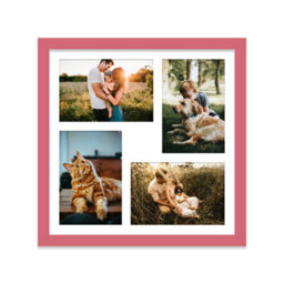 12X12 Inch 4 Opening Photo Collage Frame, Display Four 6X4 Inch Photos, Multi Aperture Family Picture Frame, Pink - thumbnail 1