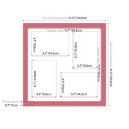 12X12 Inch 4 Opening Photo Collage Frame, Display Four 6X4 Inch Photos, Multi Aperture Family Picture Frame, Pink - thumbnail 4
