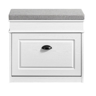 Sobuy Fsr82-K-Wg, Shoe Storage Bench With Seat Cushion Narrow Shoe Cabinet With Flip Drawer & 2-Tier Rack,w60Xd23.8Xh54 - image 1