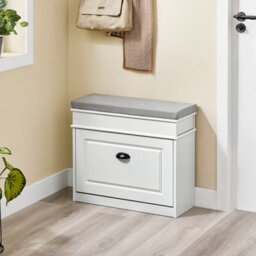 Sobuy Fsr82-K-Wg, Shoe Storage Bench With Seat Cushion Narrow Shoe Cabinet With Flip Drawer & 2-Tier Rack,w60Xd23.8Xh54 - thumbnail 4