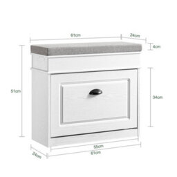 Sobuy Fsr82-K-Wg, Shoe Storage Bench With Seat Cushion Narrow Shoe Cabinet With Flip Drawer & 2-Tier Rack,w60Xd23.8Xh54 - thumbnail 3