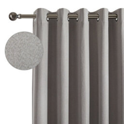 Aspire Homeware Beige Linen 100% Blackout Curtain Thermal Insulated Eyelet Curtain Pair (W)117Cm X (D)137Cm With Tie Back - thumbnail 2
