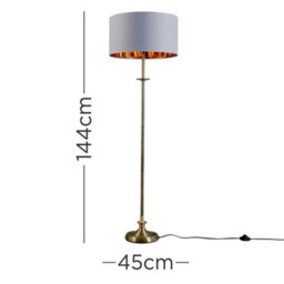 Valuelights Belmont Traditional Style Antique Brass Sconce Floor Lamp With Grey/gold Drum Shade - Includes 6W Led Bulb 3000K - thumbnail 6