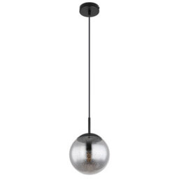 Luminosa Lighting Luminosa Samos Globe Pendant Ceiling Light Matt Black Smoke Glass Shade 1X E27 - thumbnail 2
