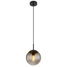 Luminosa Lighting Luminosa Samos Globe Pendant Ceiling Light Matt Black Smoke Glass Shade 1X E27 - thumbnail 1