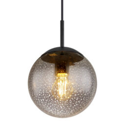 Luminosa Lighting Luminosa Samos Globe Pendant Ceiling Light Matt Black Smoke Glass Shade 1X E27 - thumbnail 3