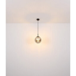 Luminosa Lighting Luminosa Samos Globe Pendant Ceiling Light Matt Black Smoke Glass Shade 1X E27 - thumbnail 5