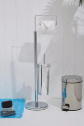 Orsina Chrome Toilet Brush & Roll Holder,freestanding Toilet Roll Holder With Brush,toilet Brush & Roll Stand - thumbnail 3