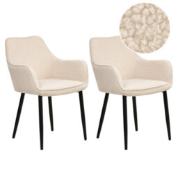 Beliani Set Of 2 Dining Chairs Alden Boucle Light Beige - thumbnail 1