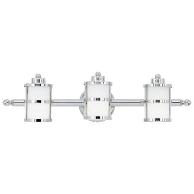 Stylish Ip44 Dimmable 3-Bulb Wall Light With Opal Etched Glass And Polished Chrome Finish