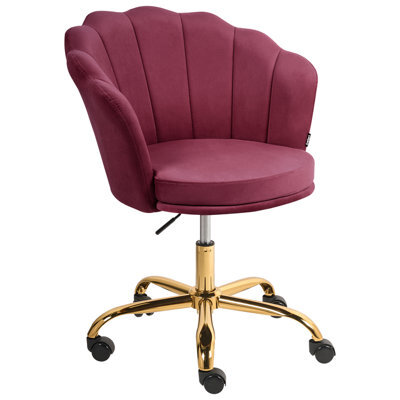 Beliani Desk Chair Monticello Velvet Burgundy - image 1