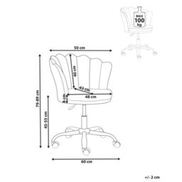 Beliani Desk Chair Monticello Velvet Burgundy - thumbnail 3