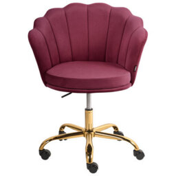 Beliani Desk Chair Monticello Velvet Burgundy - thumbnail 4