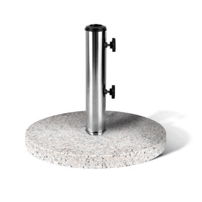 15Kg Round Granite Garden Parasol Umbrella Base Weight Stainless Steel Pole - image 1