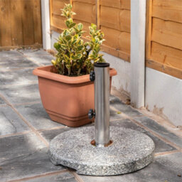 15Kg Round Granite Garden Parasol  Umbrella Base Weight Stainless Steel Pole - thumbnail 6