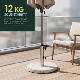15Kg Round Granite Garden Parasol  Umbrella Base Weight Stainless Steel Pole - thumbnail 4