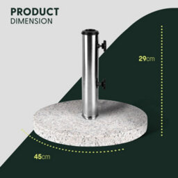 15Kg Round Granite Garden Parasol  Umbrella Base Weight Stainless Steel Pole - thumbnail 2