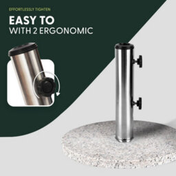 15Kg Round Granite Garden Parasol  Umbrella Base Weight Stainless Steel Pole - thumbnail 3