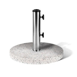15Kg Round Granite Garden Parasol  Umbrella Base Weight Stainless Steel Pole - thumbnail 1