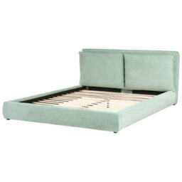 Beliani Bed Velvet Bajonna 180 X 200 Cm (Eu Super King) Mint Green - thumbnail 4