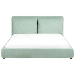 Beliani Bed Velvet Bajonna 180 X 200 Cm (Eu Super King) Mint Green - thumbnail 5