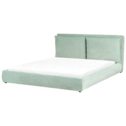 Beliani Bed Velvet Bajonna 180 X 200 Cm (Eu Super King) Mint Green - thumbnail 1