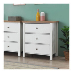 Timber Art Design Astbury 3 Drawer Bedroom Cabinet Chest Of Drawers White And Oak - thumbnail 2